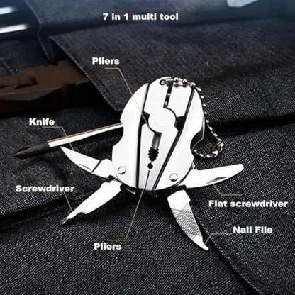 Stainless Steel Outdoor Portable Multitool Plier Knife | Mini Keychain Multi Tool with Screwdriver & Pouch | Camping, Hiking & Everyday Use
